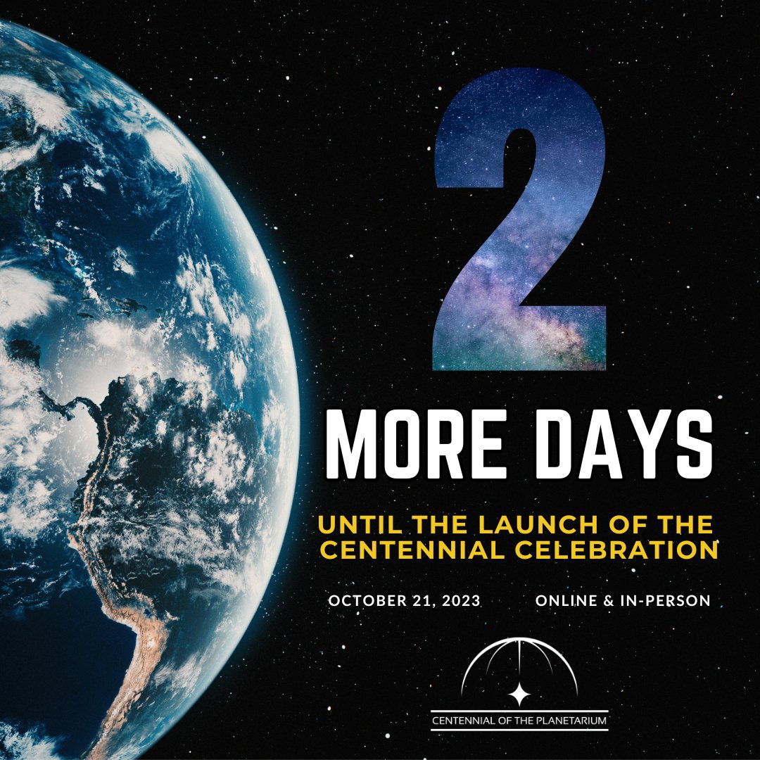Let the countdown begin! We're only two days away from the launch event for the Centennial Celebration of the planetarium. Access the agenda for the ceremony: planetarium100.org/centennial-pro…