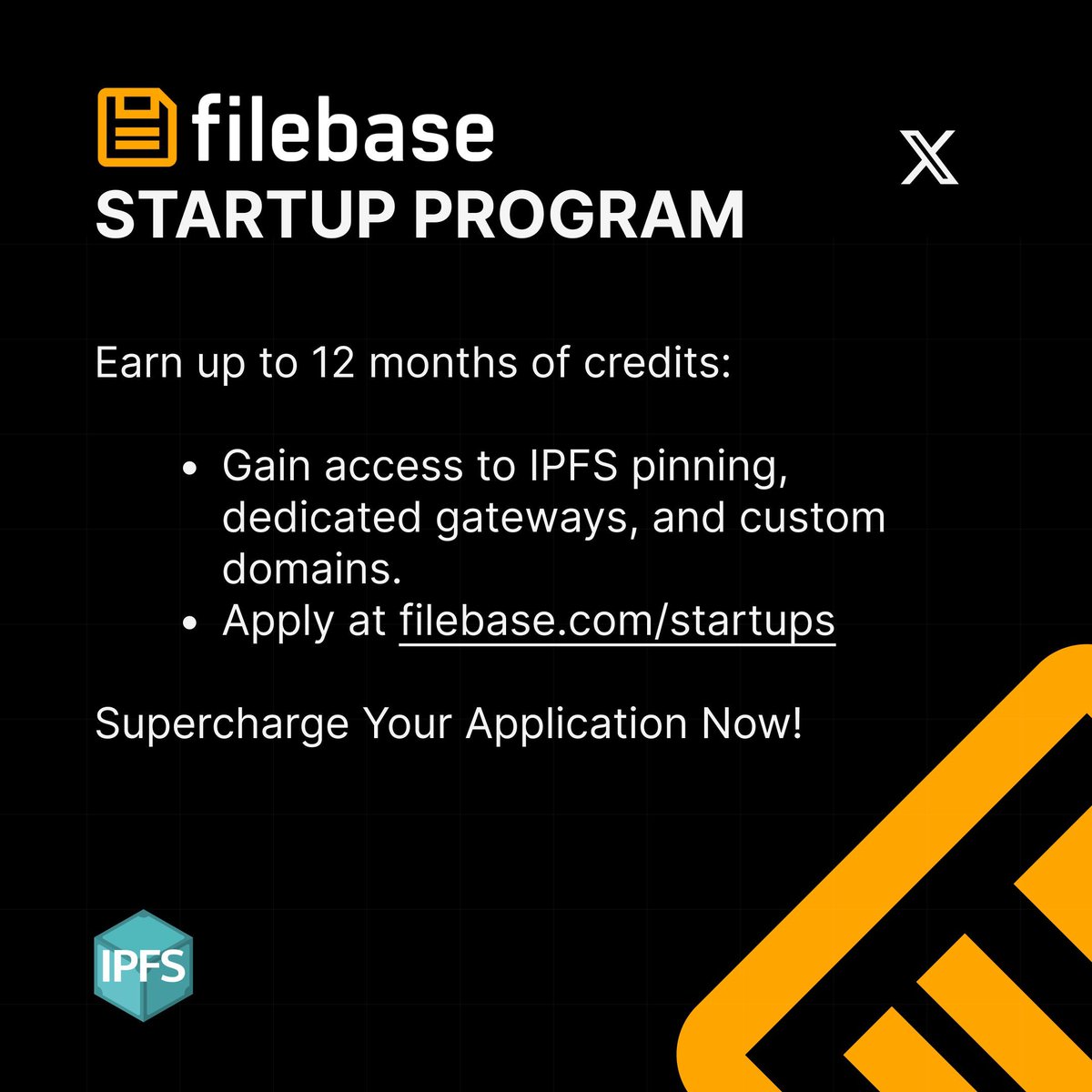 Filebase's tweet image. Are You a Startup Scaling with @IPFS and Worried About Costs? 

Filebase's Startup Program is here for you. Enjoy free IPFS pinning, gateways, and custom domains for an entire year. 

let's grow together! 

Apply here -&amp;gt; buff.ly/3PE5D62 

#IPFS #Filebase #Web3Startups