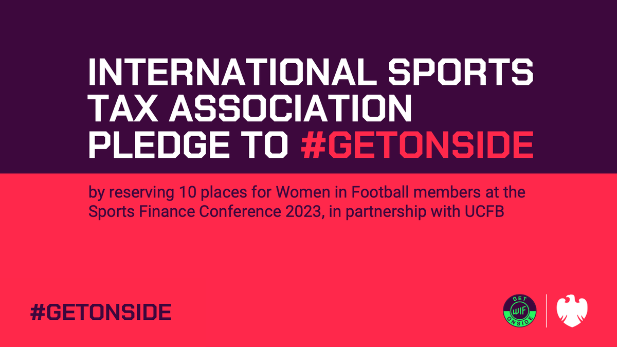 International Sports Tax Association are hosting their inaugural Sports Finance Conference together with @ucfb 🤝 You can be there for free thanks to #GetOnside! 📍 8 November 2023, Wembley Stadium 📨 Email info@womeninfootball.co.uk to apply before Thursday 2 November