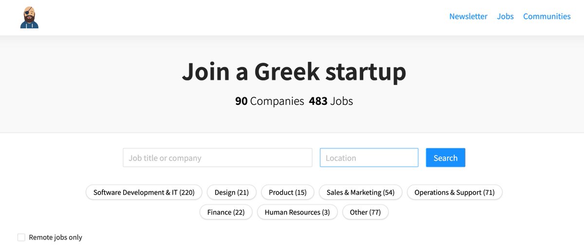 90 startups hiring in Greece - take a look at the list of 480+ jobs in engineering, design, product, sales, and more ➡ startuppirate.gr/jobs

Let me know if you are a startup hiring, happy to add more opportunities to the list