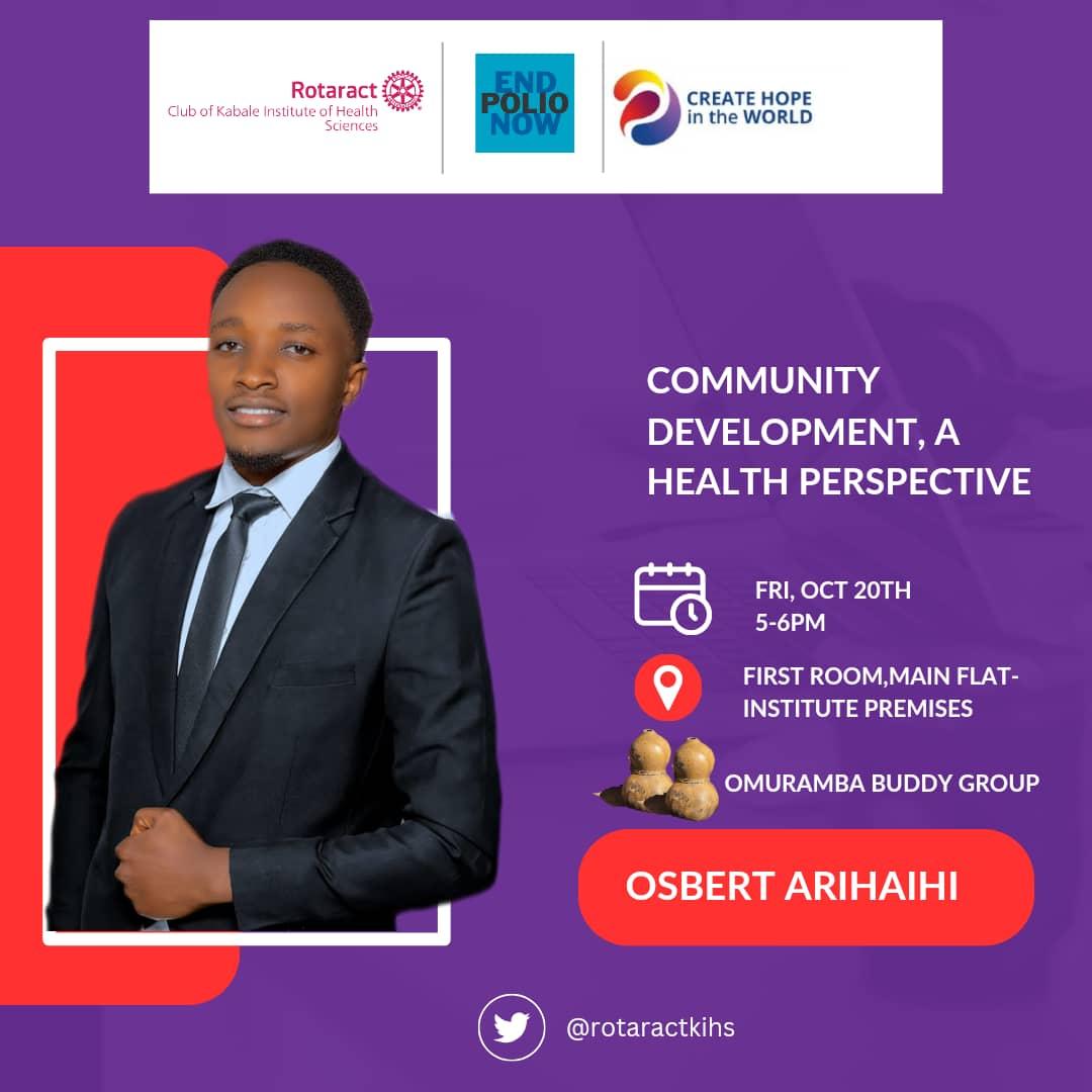 Rotaract club:Kabale institute of health sciences (@rotaractkihs) on Twitter photo Hello comrades👋,
<a href="/RotaractKIHS/">Rotaract club:Kabale institute of health sciences</a> invites you all to their weekly fellowship that always happens on every Friday
Come let's share knowledge about COMMUNITY DEVELOPMENT, A HEALTH PERSPECTIVE
⏰;5pm
🗓️;20/10/23
📍Campus premises
🧑✈️;OMURAMBA buddy group
#createhopeintheworld
PRteam Hello comrades👋,
<a href="/RotaractKIHS/">Rotaract club:Kabale institute of health sciences</a> invites you all to their weekly fellowship that always happens on every Friday
Come let's share knowledge about COMMUNITY DEVELOPMENT, A HEALTH PERSPECTIVE
⏰;5pm
🗓️;20/10/23
📍Campus premises
🧑✈️;OMURAMBA buddy group
#createhopeintheworld
PRteam