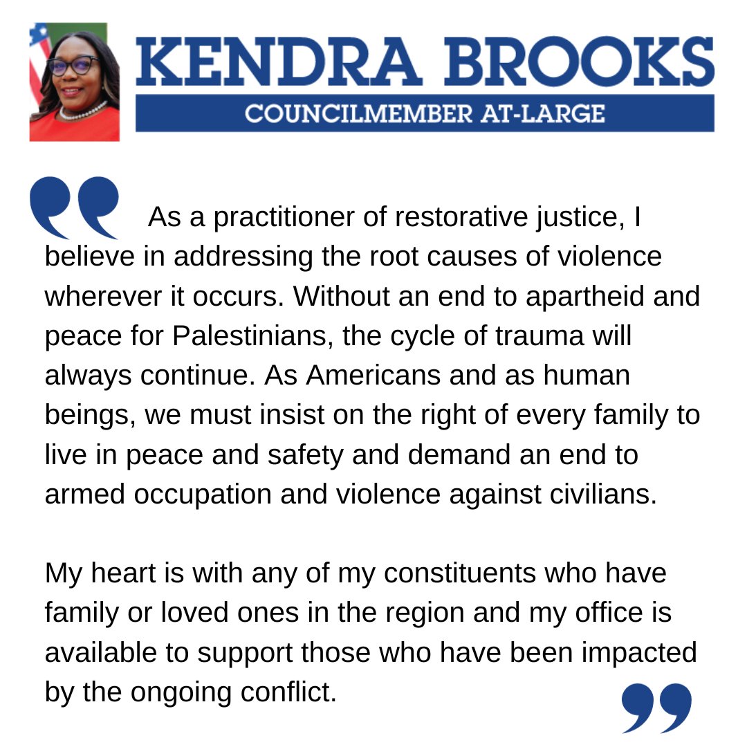 KendraPHL's tweet image. My statement on the devastating conflict in the Middle East.