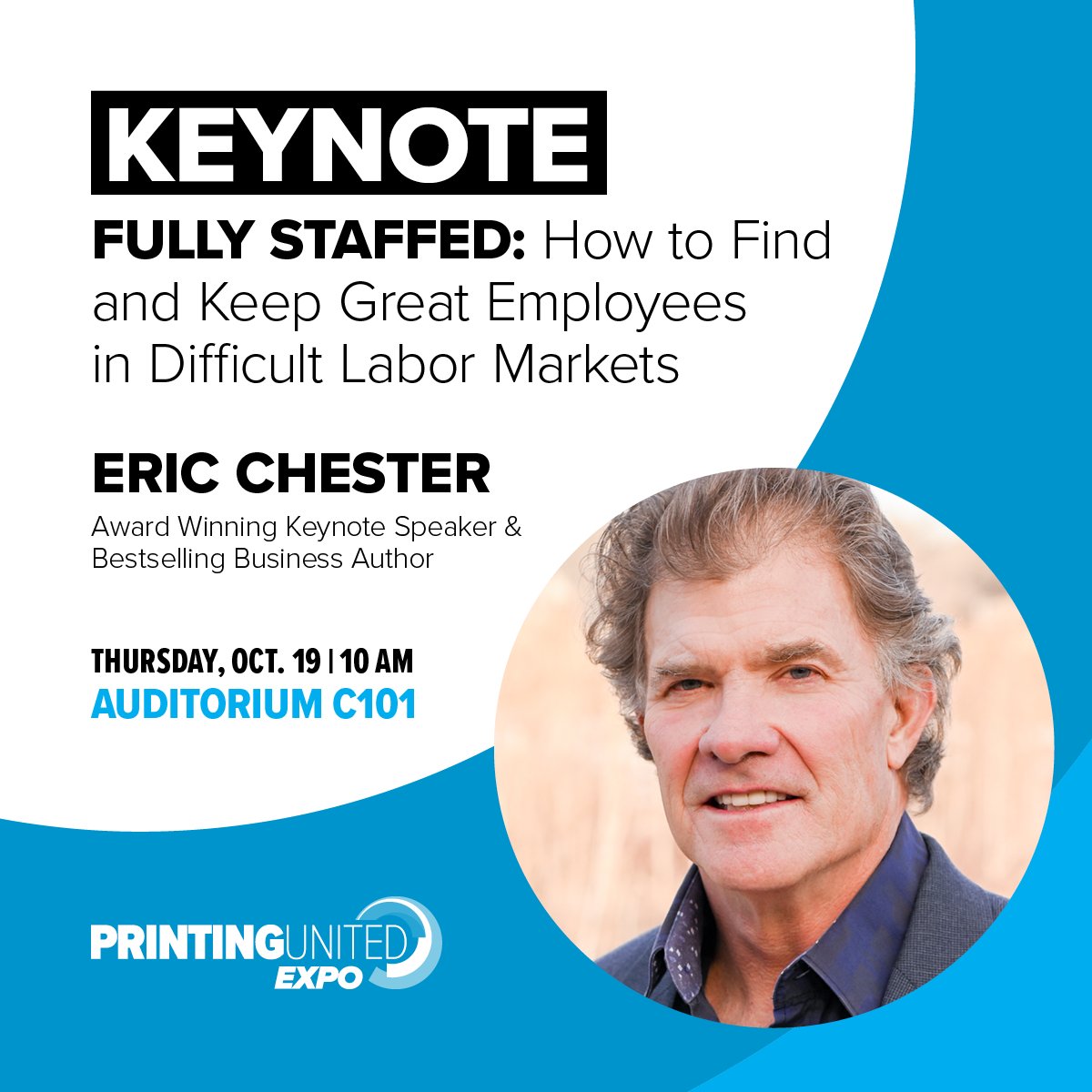 Don't miss our second keynote session with Eric Chester today at 10 AM! Exclusively at #PRINTINGUnitedExpo
