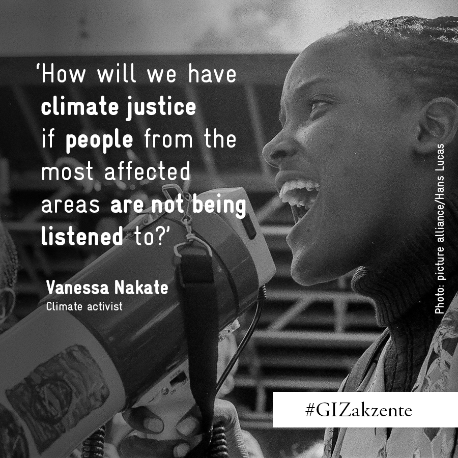 🌍📣#Climatejustice and African solutions for Africa: This is what climate activist Vanessa Nakate from Uganda demands. Because climate change has existential implications for the people in #Africa. Read more at #GIZakzente: akzente.giz.de/en/portrait_na… @vanessa_vash