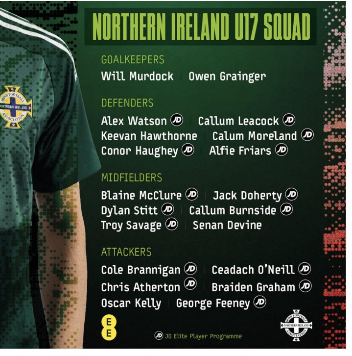 🟢🔴⚫️ NI U17 Call-ups 🟢⚫️🔴

Congratulations to George Feeney on his selection for NI U17 Squad for the Euro Qualifiers.