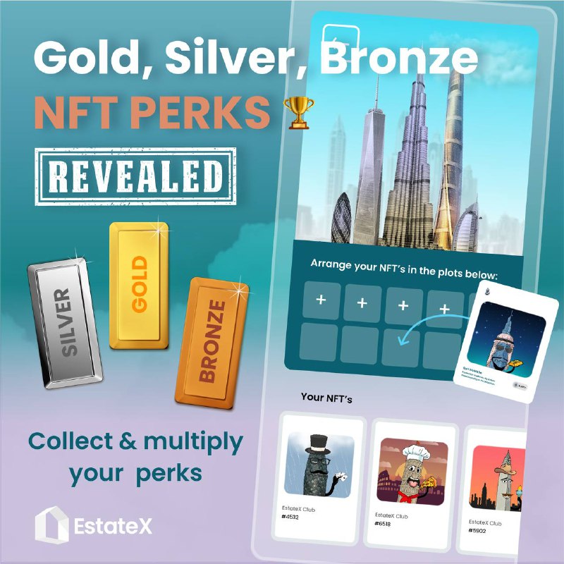 estatextokenize's tweet photo. 🚀🔥 Attention #EstateX Fam! 🔥🚀 We're unveiling the BRONZE / SILVER / GOLD VIP Status Perks! After a massive buzz around our NFT Skyline, it's time to dive into the benefits of each tier! Hold tight, and let's elevate your EstateX experience! 🌌💎 https://t.co/L3oGn20vO4