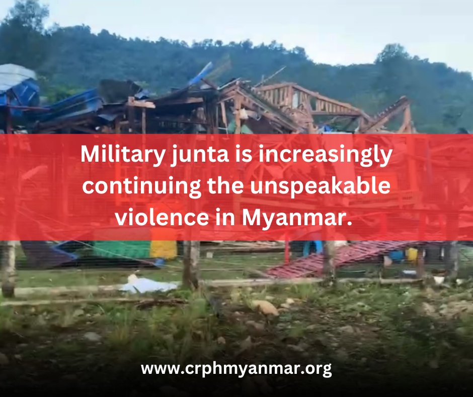 CrphMyanmar's tweet photo. Civilians have been targeted several times. 
Children have been targeted several times.
Schools have been targeted several times.
IDPs Camps have been targeted several times.
Religious buildings have been targeted several times.

#WarCrimes #CrimesAgainstHumanity #Myanmar https://t.co/15PhAJ9UAl