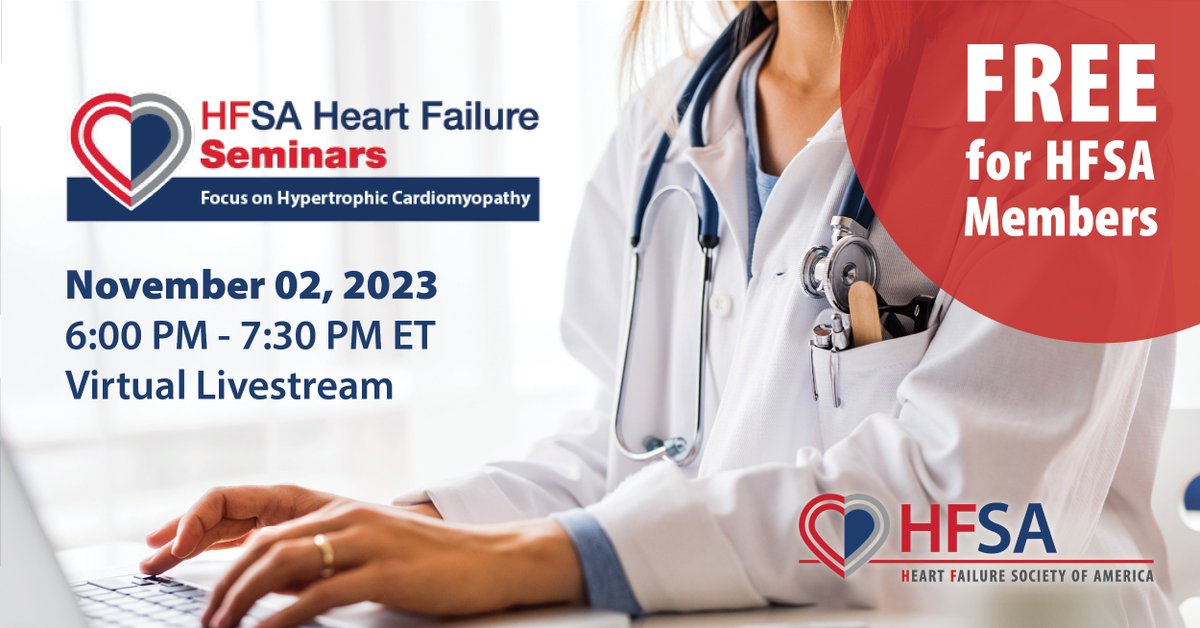 Mavacamten, aficamten, ranolazine, and evolving gene therapies... what are the current and emerging therapies to treat Hypertrophic cardiomyopathy? Join us live Nov 2 at 6 PM ET and OnDemand afterwards for a virtual seminar to find out! #HCM Register now: hfsa.org/heart-failure-…