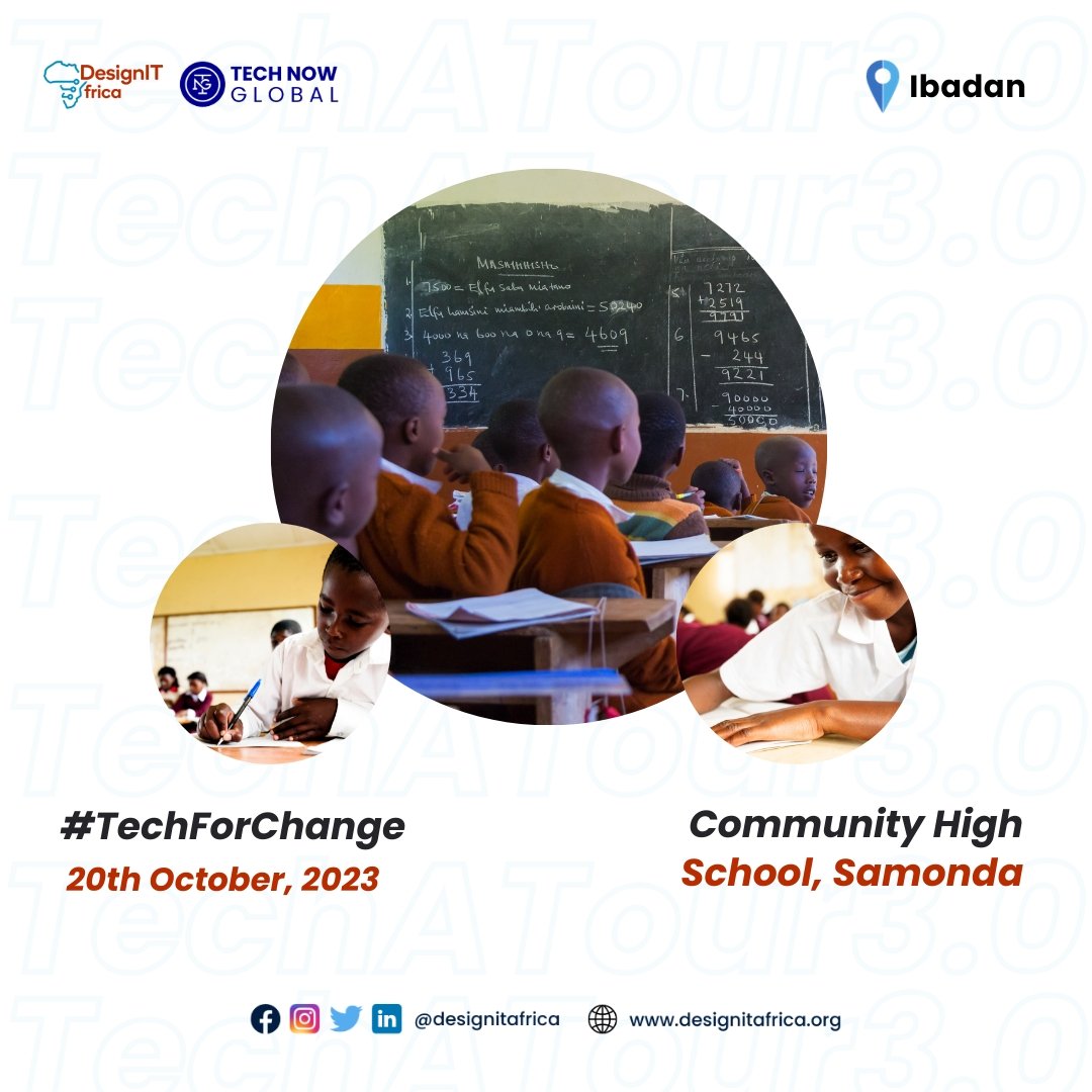 We are bringing the Word of Tech to Community High School, Samonda, Ibadan tomorrow.  Techatour3 thingz. 🚀
#TechForGood #designit #designitafrica #techatour3 #change #impact #Nigeria #Africa