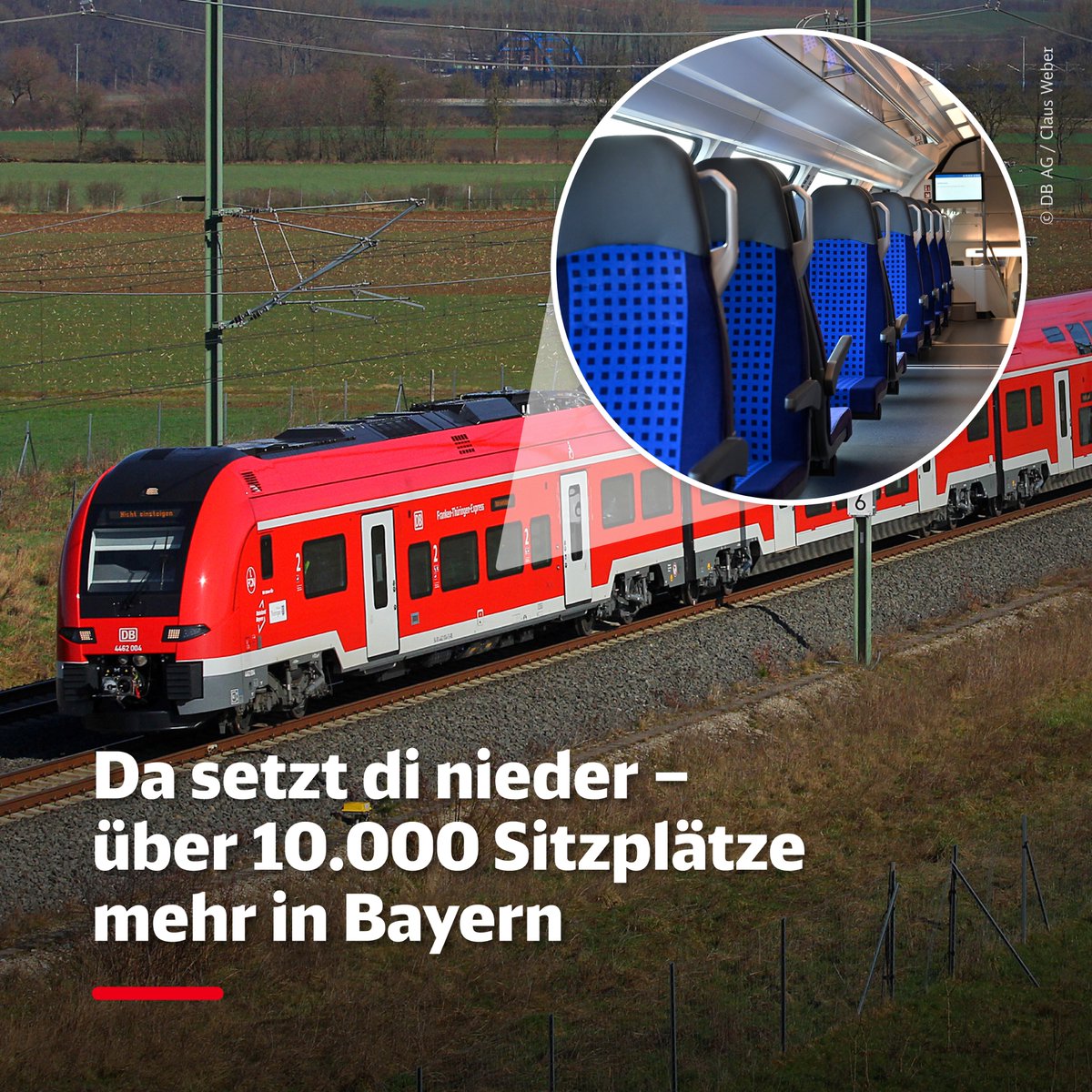 Mehr Sitzplätze, mehr Fahrrad-Stellplätze, mehr Komfort: Zum #Fahrplanwechsel im Dezember gehen 18 Desiro-HC-Doppelstockzüge von @SiemensMobility in der Region #Franken und #Südthüringen an den Start. Hallo 30-Min-Takt zwischen Nürnberg und Bamberg! Mehr: deutschebahn.com/de/presse/pres…