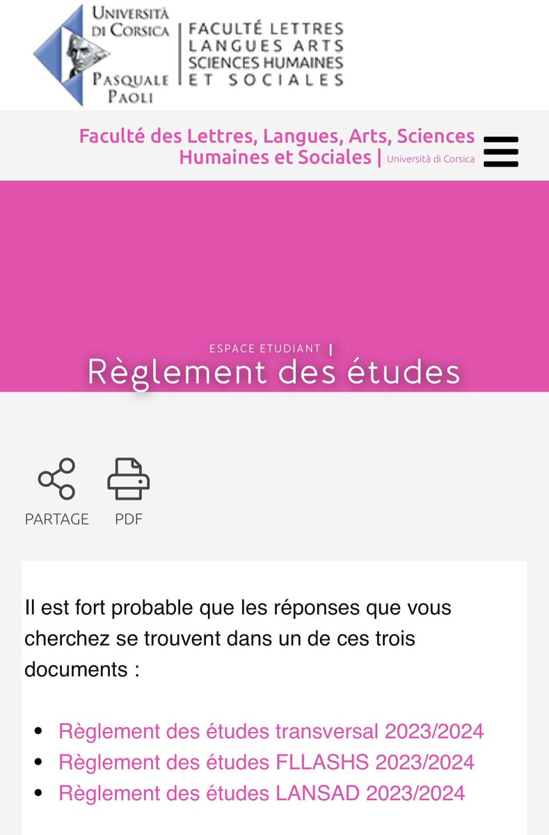 On se pose beaucoup de questions « pratiques » pendant une année universitaire. Pour une bonne partie la réponse est dans le règlement des études &gt;&gt;&gt; fllashs.universita.corsica/article.php?id…
Mais il y aura toujours quelqu’un dans les bureaux pour vous aider au cas où !
#FLLASHS #UnivCorse