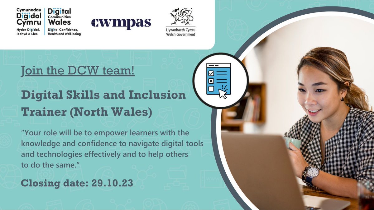 Vacancy: Digital Skills and Inclusion Trainer (North Wales) 💼 💷 £30,576 per annum 🗓️ Fixed term until 31st December 2024 ⏱️ 35 hours per week 🏠 Based from home 🚗 Travel across North Wales ➡️: buff.ly/3Q3G8Lr