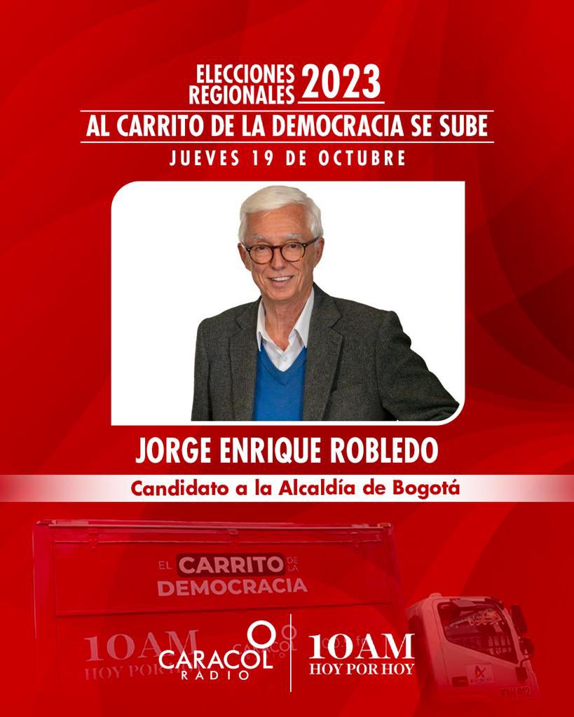 Hoy se sube al Carrito de la Democracia el candidato a la Alcaldía de Bogotá Jorge Enrique Robledo (<a href="/JERobledo/">Jorge Enrique Robledo Senado #10 Ahora Colombia</a>). ¿Qué quiere preguntarle? Sus comentarios bienvenidos con #VanessaPregúnteleARobledo
