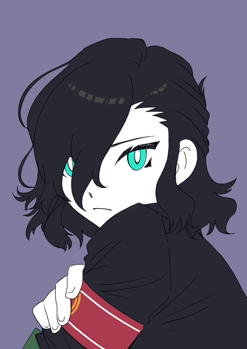 armband solo black hair 1boy looking at viewer hair over one eye male focus  illustration images