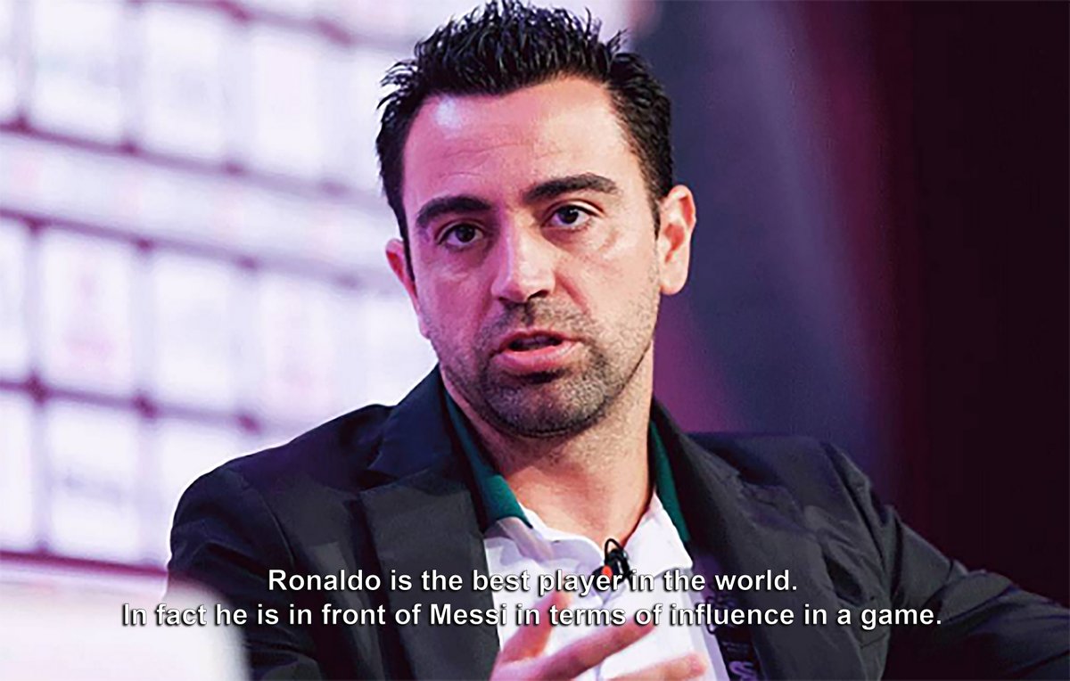 cristiano7TheG's tweet photo. Xavi Hernández on Cristiano Ronaldo on 2008 (Before Ronaldo joined Real Madrid) :

🗣️ " I have a soft spot for him. I would love him to join us. Ronaldo is the best player in the world. In fact he is in front of Leo Messi in terms of influence in a game. The kid has everything. We are talking about physical and technical football. "

Don't let Messi fans manipulate you into thinking that young Messi was a better player than young Ronaldo. Even Messi's teammates were praising Ronaldo before he joined Real Madrid.

Messi can use HGH hormone as much as he wants, but he can never surpass Ronaldo. Ronaldo will always be superior to him.

Repost would be greatly appreciated. 🔁