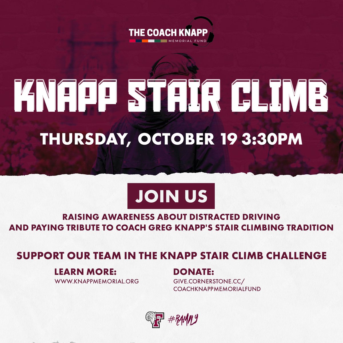 Join us TODAY as we complete the Knapp Stair Climb! Use the links below for more information and to donate 🐏 

#KnappStairClimb #RAMILY