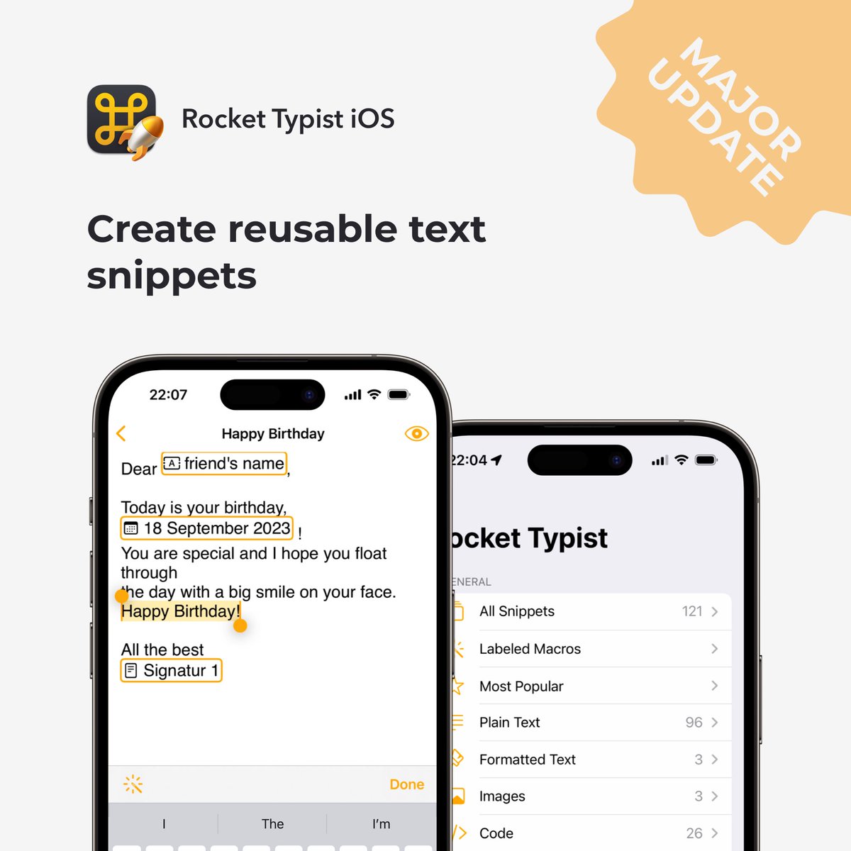Avoid retyping the same thing over and over again with Rocket Typist by <a href="/witt_software/">Daniel Witt 🇺🇦</a> — create a library of customizable text snippets that you can reinsert wherever you need 😌

Grab the freshly updated Mac app on Setapp and enjoy the newly added iOS version: