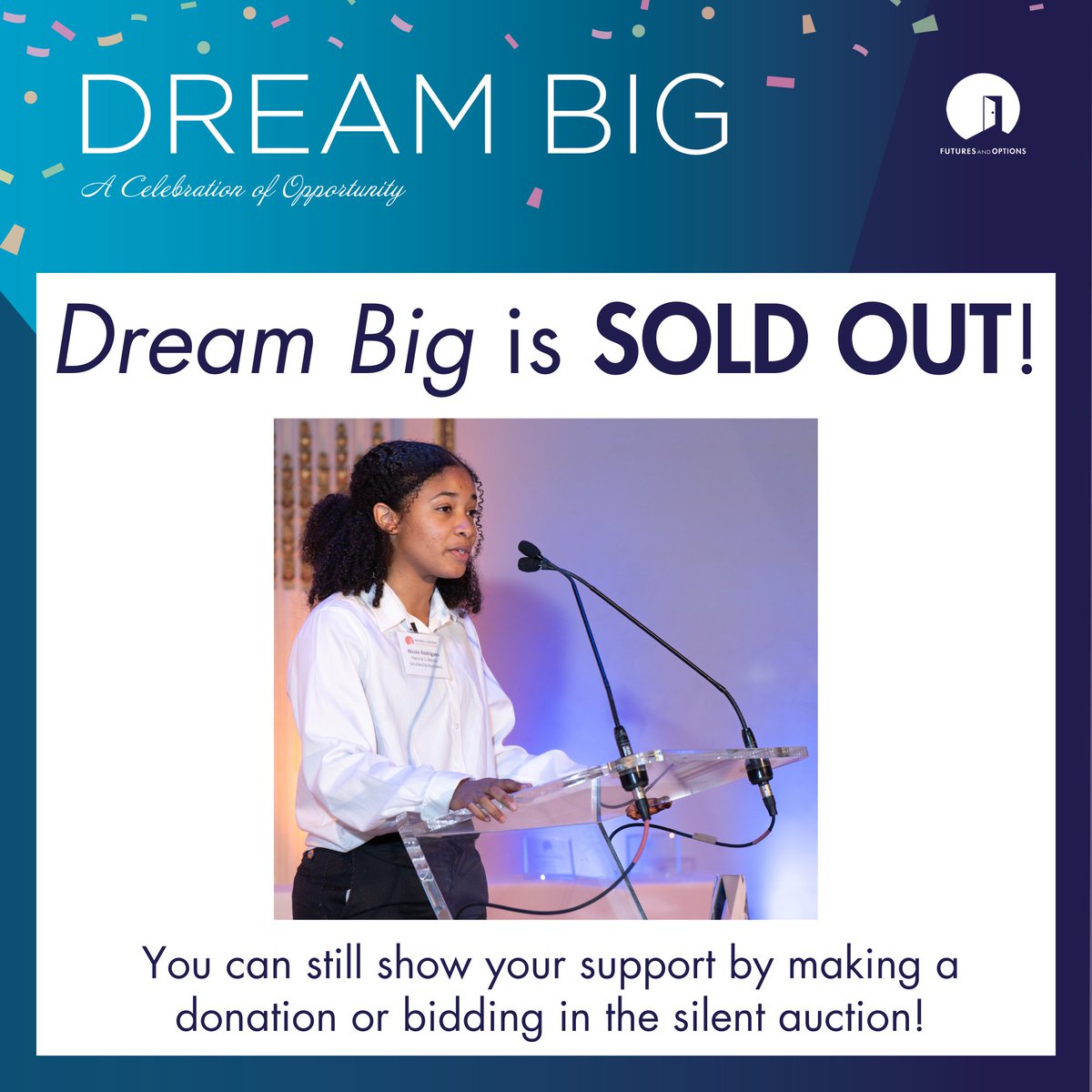 Dream Big is SOLD OUT! You can still support Dream Big and make a difference in the lives of New York City youth with a meaningful donation (bit.ly/3YJgsrw) or by bidding in our exciting silent auction (event.auctria.com/3c820453-cff7-…).