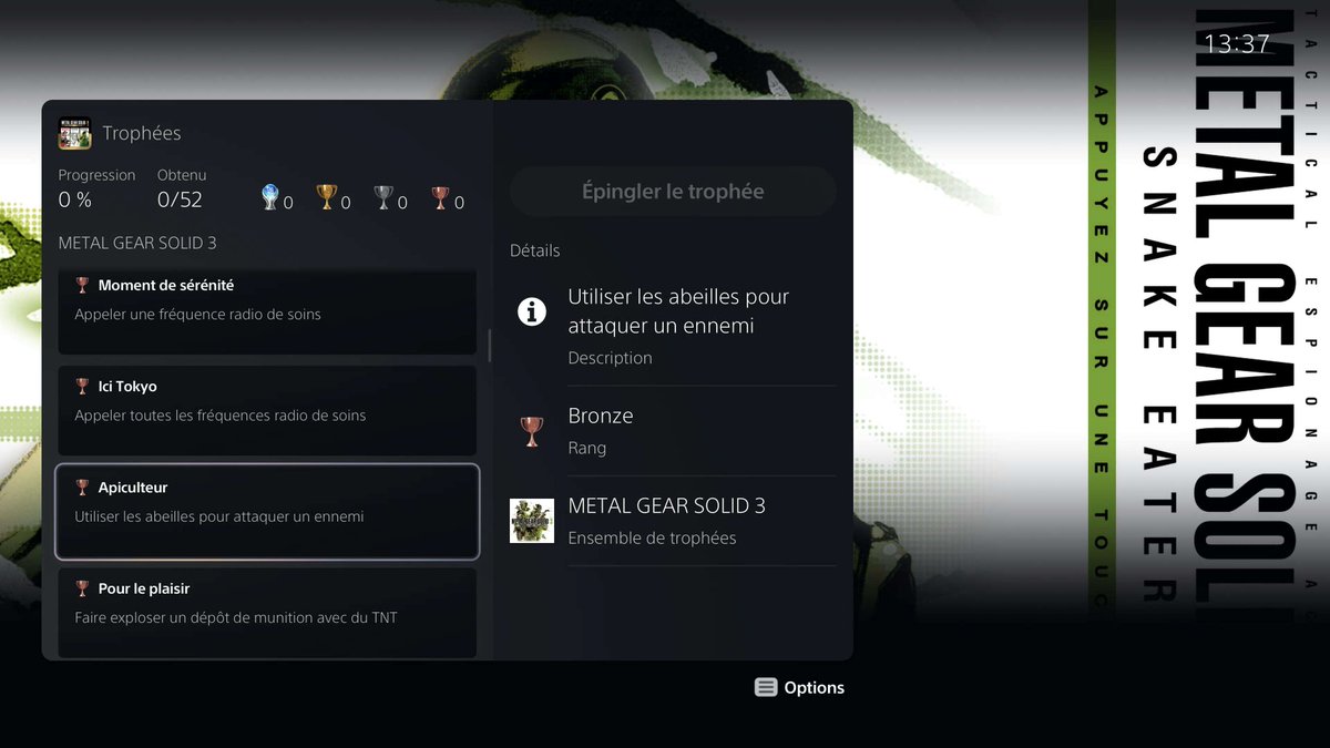 KITSUNCO's tweet photo. Trophées MGS3 2/4 #MetalGearMasterCollection https://t.co/4sMet724cc