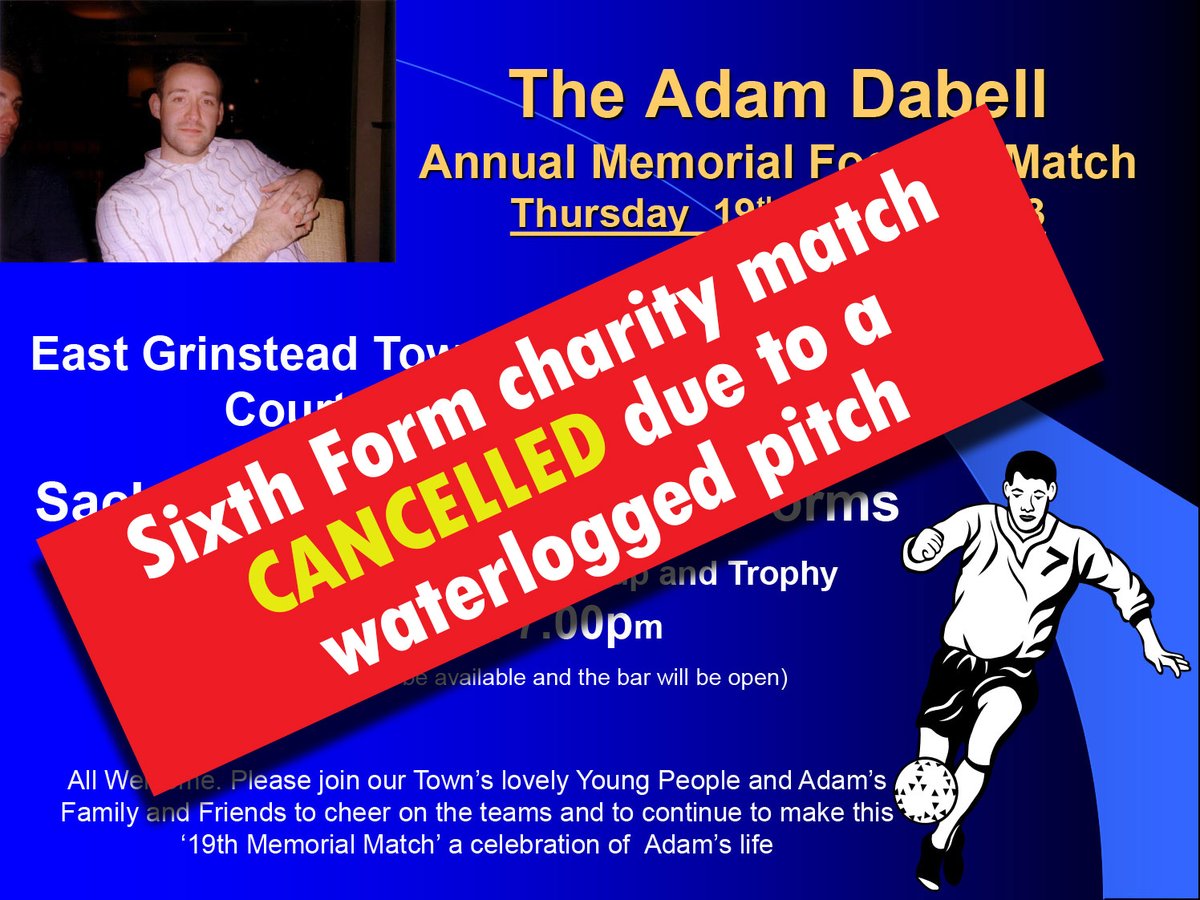 Sixth Form charity match cancelled due to waterlogged pitch