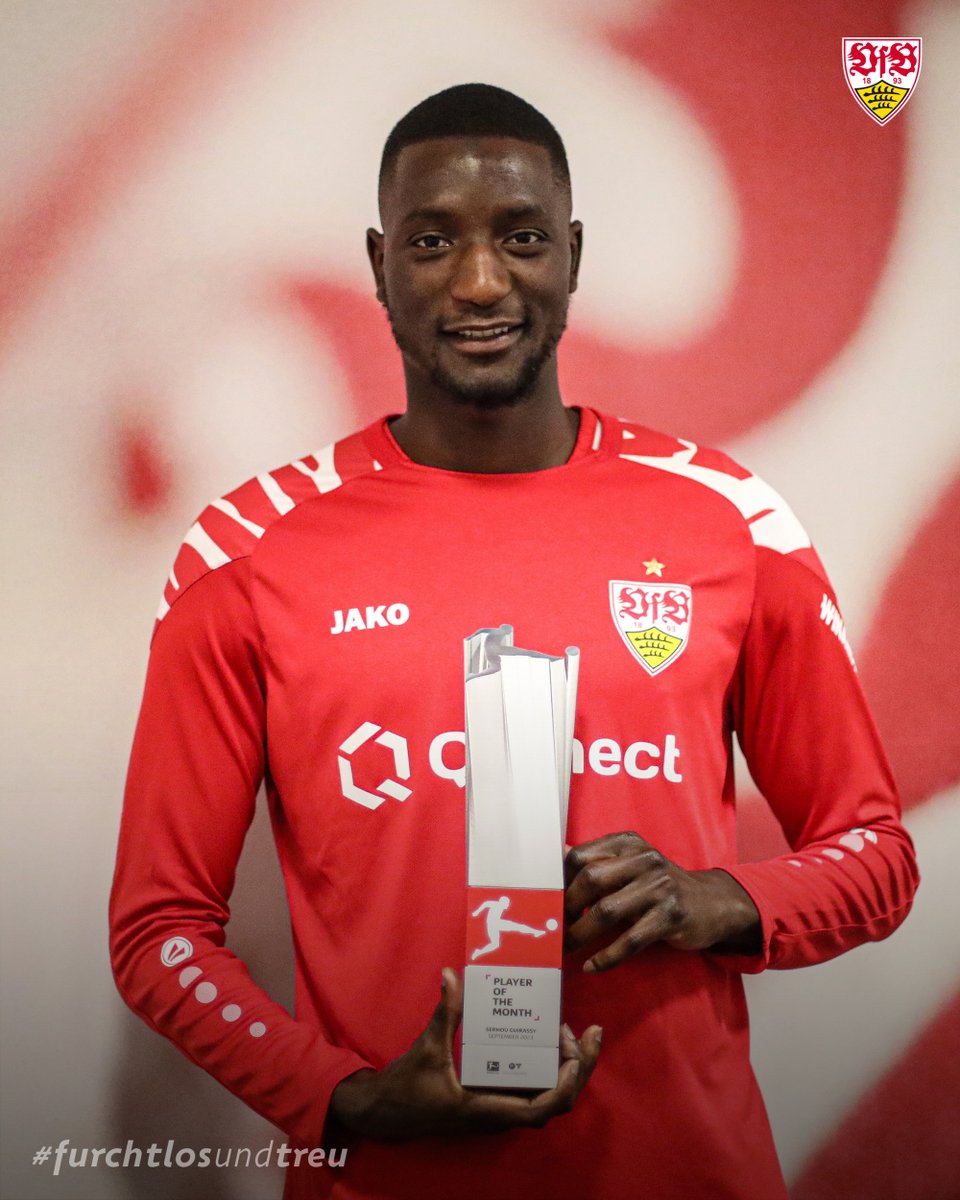 VfB's tweet photo. SO VERDIENT! 💪⚪🔴 Serhou #Guirassy hat die Wahl zum @Bundesliga_DE-Spieler des Monats September gewonnen. Herzlichen Glückwunsch, Serhou!!! 😍
🔗👉 https://t.co/atnvLGmiqV
#VfB | #BundesligaPOTM | @Guirassy_19 https://t.co/LRQM5rp5bT