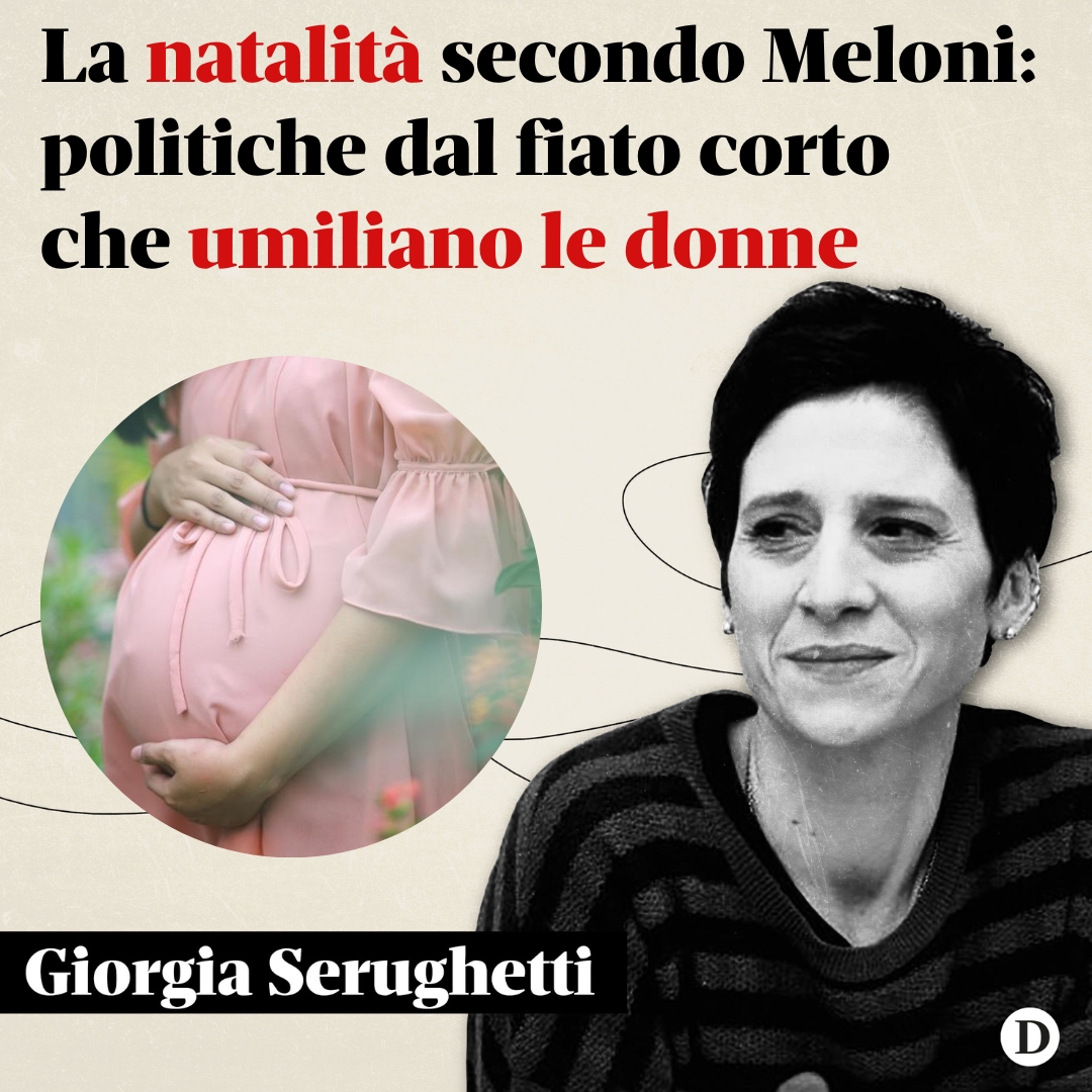 DomaniGiornale's tweet image. Sotto la retorica nazional conservatrice è difficile riconoscere qualcosa che assomigli a una visione di lungo periodo, all’altezza del proposito programmatico di fare dell’incentivo alla #natalità un «investimento».

L'editoriale di @giorgiaseru 👉 bit.ly/3S8isYW