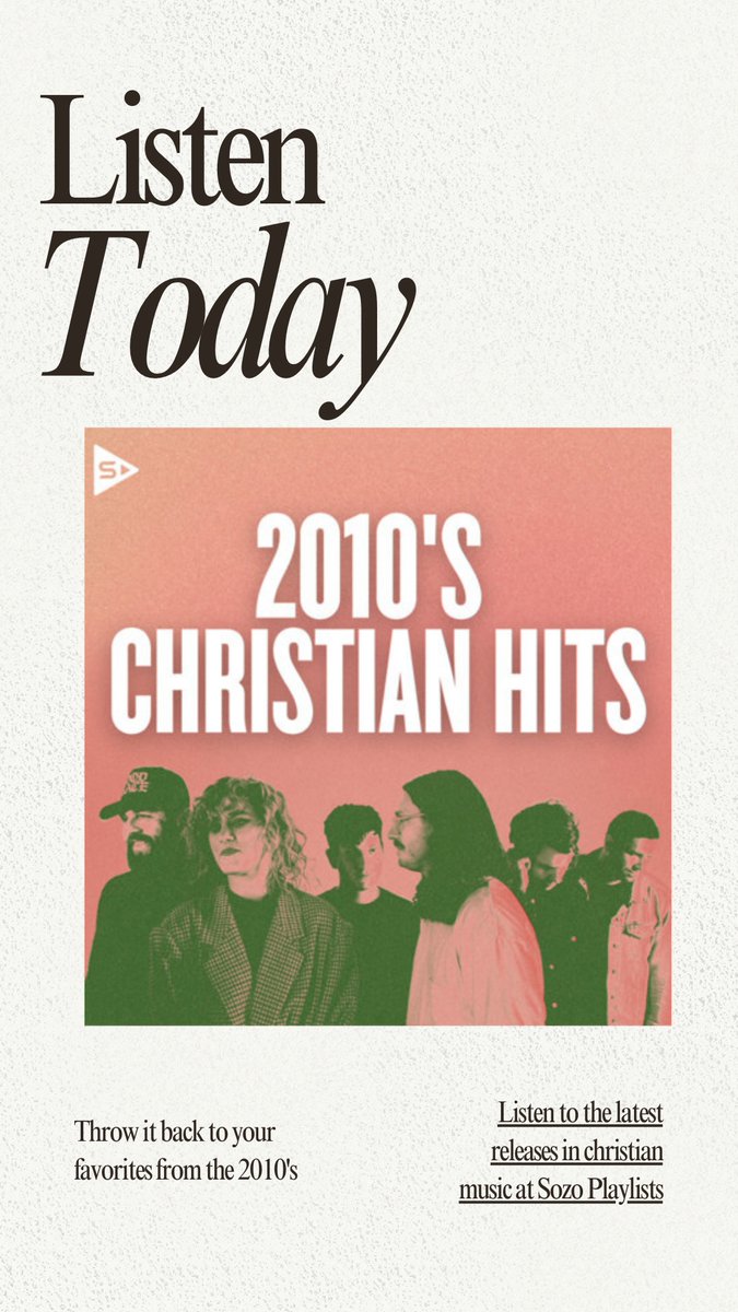 Throw it back to some of your favorites today with the best of 2010's Christian Hits featuring artists like @HillsongUnited, Matt Redman, @ChrisTomlin, @KariJobe, and more!

Listen here: Sozo.lnk.to/2010ChristianIB
