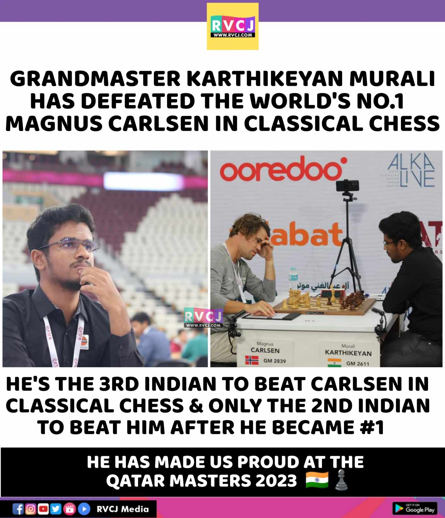 chess24.com on X: Karthikeyan Murali beats Magnus Carlsen and all