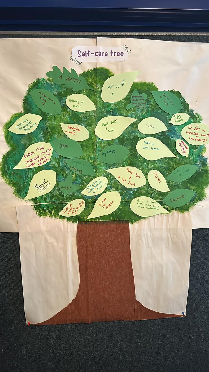 Our finished tree, filled with all of your great ideas for self care! #senseofwellbeing #CLNM23 #CLNMConference #NHP