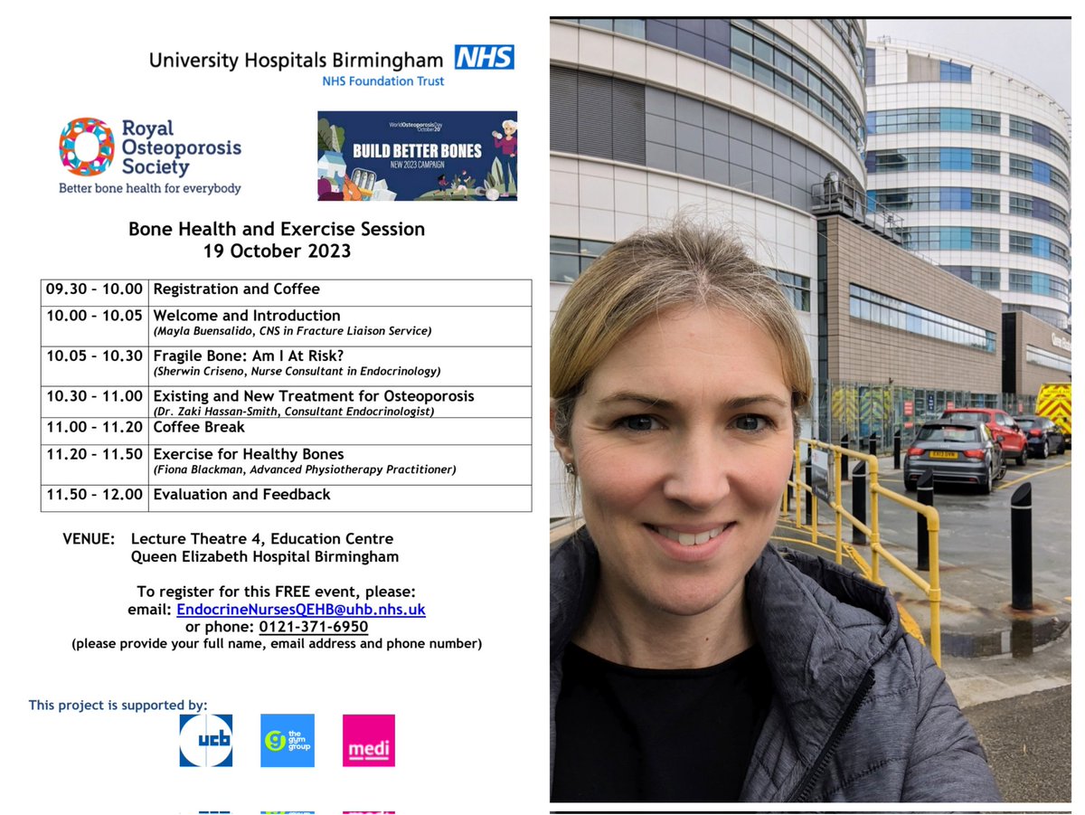 Really enjoyed my visit to the QE Hospital @uhbtrust for #WorldOsteoporosisDay to educate staff and patients on the importance of #exercise for #healthybones. Lots of people inspired to do more after today I hope! #fractureprevention @RoyalOsteoSoc @iofbonehealth @UHBTherapy