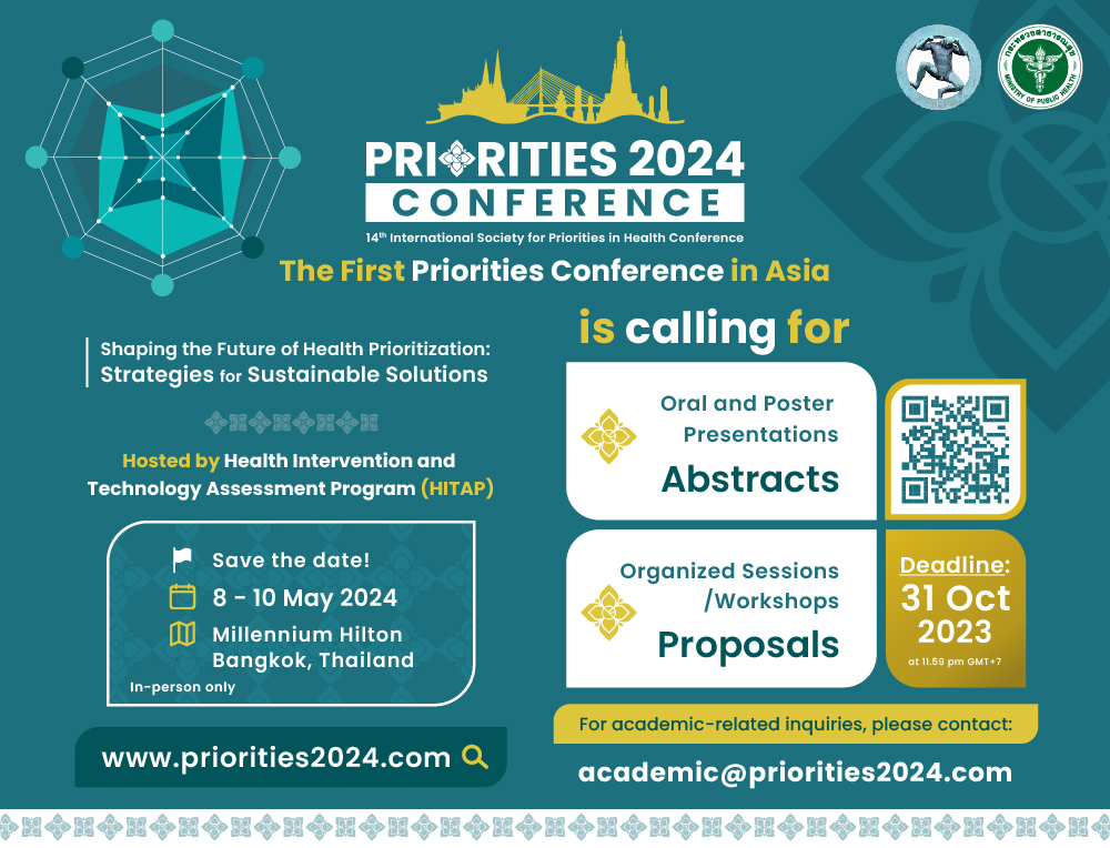 ⏰Only few days left! The submission window for ABSTRACTS and PROPOSALS for the 14th #Priorities2024 Conference is open until Oct 31, 2023. Don't miss out and submit yours now at the following links🔽 🔹priorities2024.com/oral-and-poste… 🔸priorities2024.com/organized-sess…