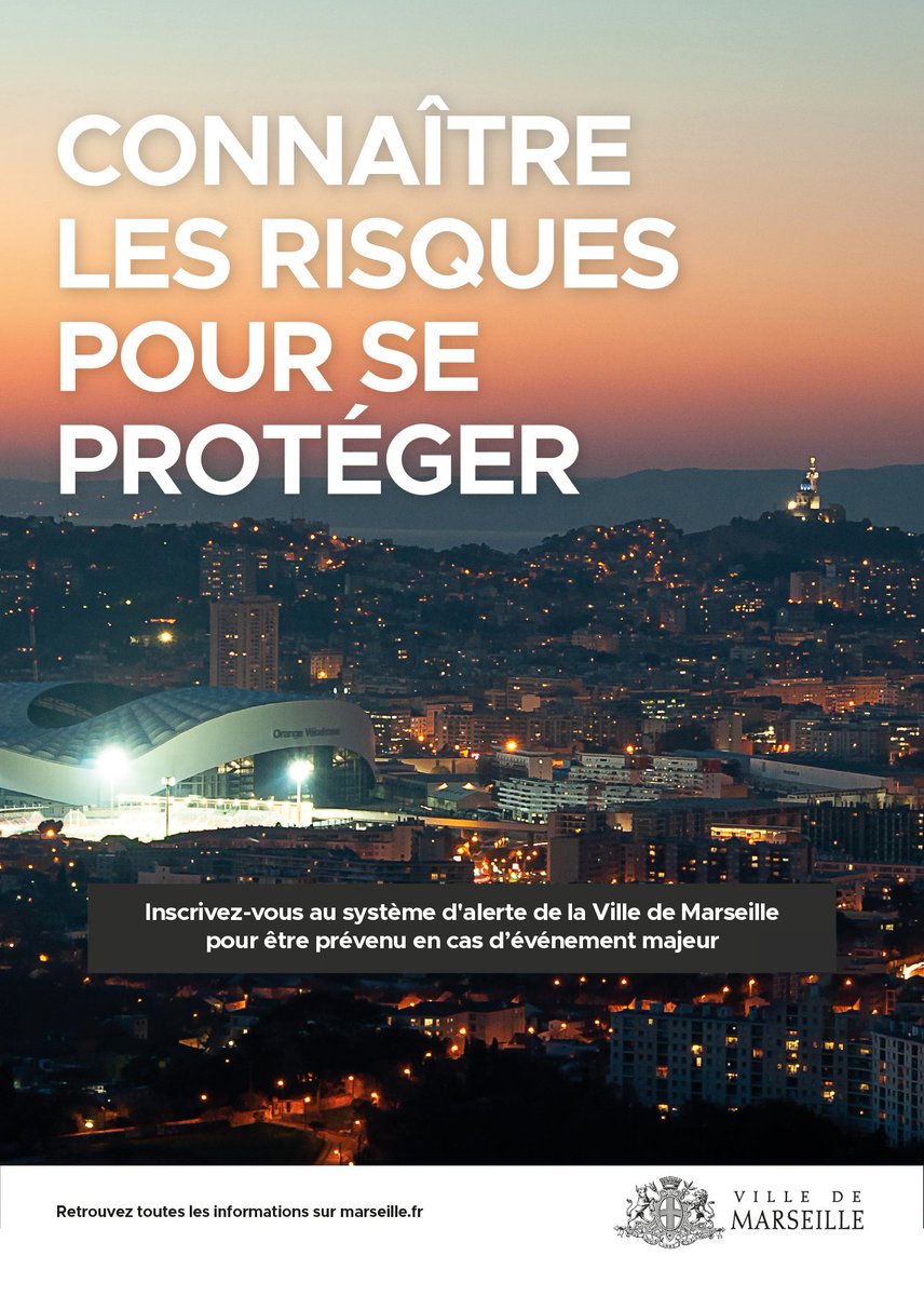 #LeSaviezVous ? 🚨 La Ville de Marseille a mis en place un système d'alertes municipal pour être prévenu en cas d'évènement majeur : inondations, tempêtes, accidents industriels…

📲📧 Alertes gratuites via SMS, appel vocal ou courriel
Inscrivez-vous : bit.ly/46iwcER