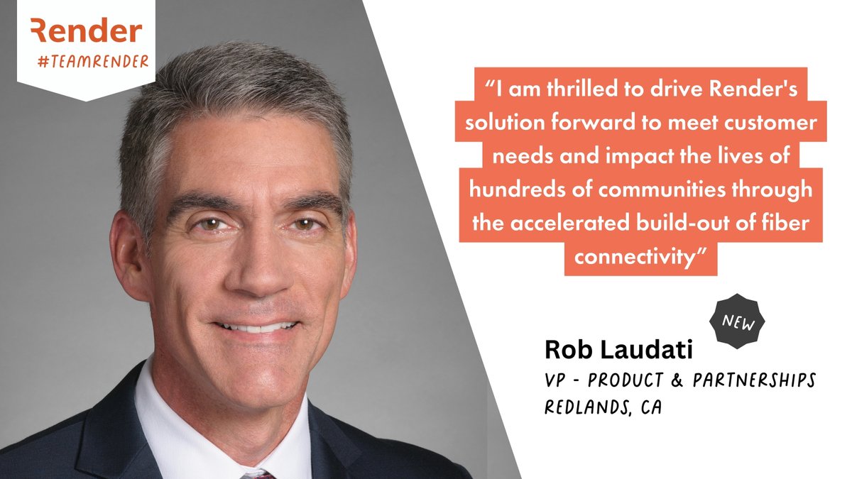 RenderNetworks's tweet image. We are excited to announce the expansion of our global executive team with the appointment of Rob Laudati as VP - Product &amp;amp; Partnerships. 

Rob will lead Render&apos;s product strategy and development of our global partner ecosystem. 

Read the full release: rendernetworks.com/resources/rob-…