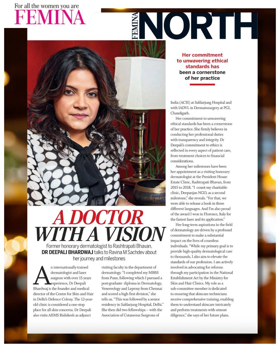 dermatdoc's tweet image. So nice to see my profile in @FeminaIndia this months issue! #MedTwitter #doctorslife #Dermatologist #India