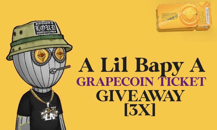 GIVEAWAY ALERT 

I've got 3 Golden Tickets for the $GRAPE pre-sale up for grabs! (1 per winner) 

To enter: 
 Follow me 
 Retweet this 
 Tag 2 friends below

Dive into the 
<a href="/JoinGrapes/">The GRAPES</a>
 revolution! 

Ends Monday 5:00 PM ET
