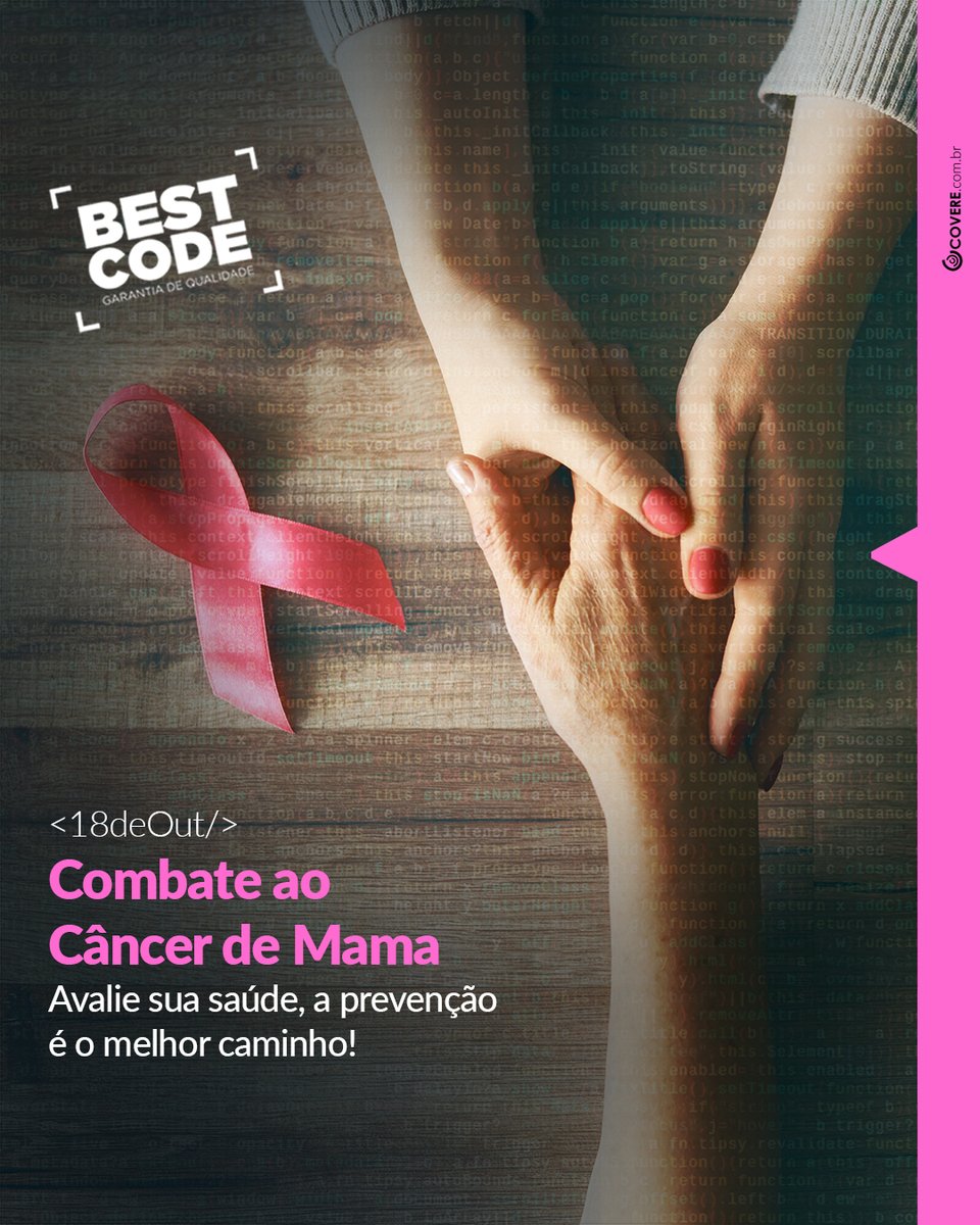 BestCodeQA's tweet image. Neste Dia de Combate ao Câncer de Mama, lembramos que a prevenção é a chave para uma vida mais longa e saudável. Faça seus exames regularmente, cuide da sua saúde e previna-se. Juntos, podemos lutar contra o câncer de mama! 💕🎗
#BestCode #CâncerdeMama