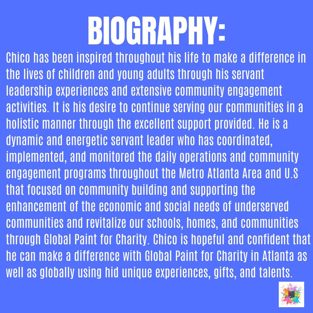Welcome Chico!! We can’t wait to see the great work you do with us! 

#Globalpaintforcharity