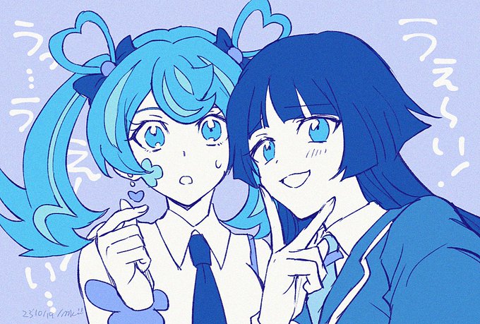 「2人の女性 アホ毛がハート」のTwitter画像/イラスト(新着)