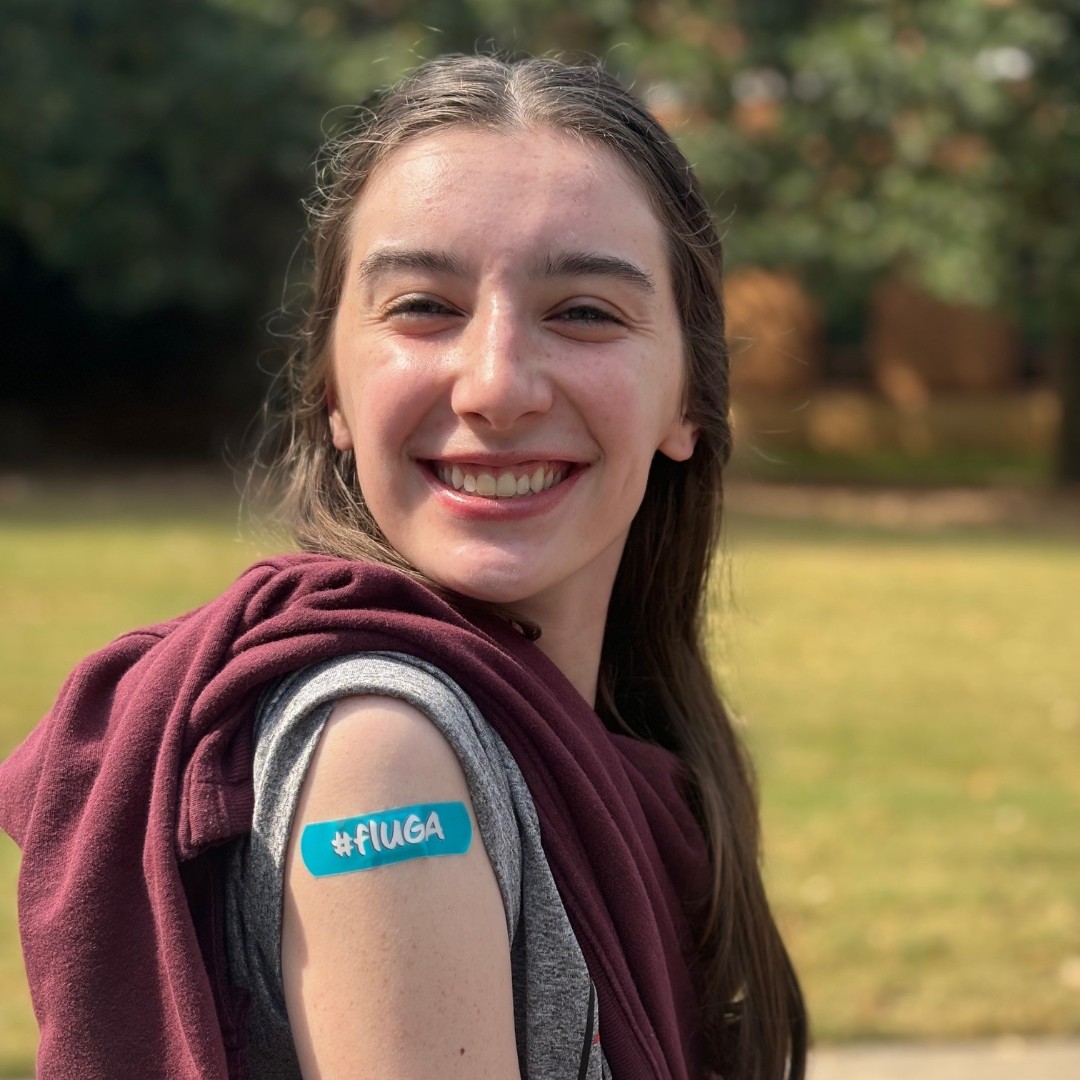 UGAHealthCenter's tweet photo. The #flUGA mobile cart is setup at East Campus Village (near the bus stop) now until 11:30am and Tate 1:30-3:30! Get your shot 💉 FAST! No appointments needed- and don't forget to tag us in your shot selfies! #BeWellUGA #flUGA #uga https://t.co/j6J2CLVPnR