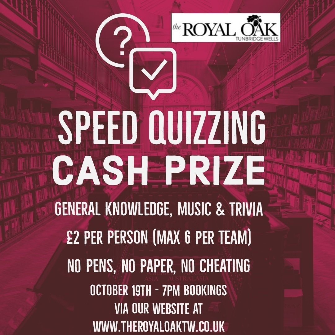 TheRoyalOakTW's tweet image. It&apos;s quiz night tonight. 

#SpeedQuizzing #speedquizrob #twquiz #twpubs #twevents