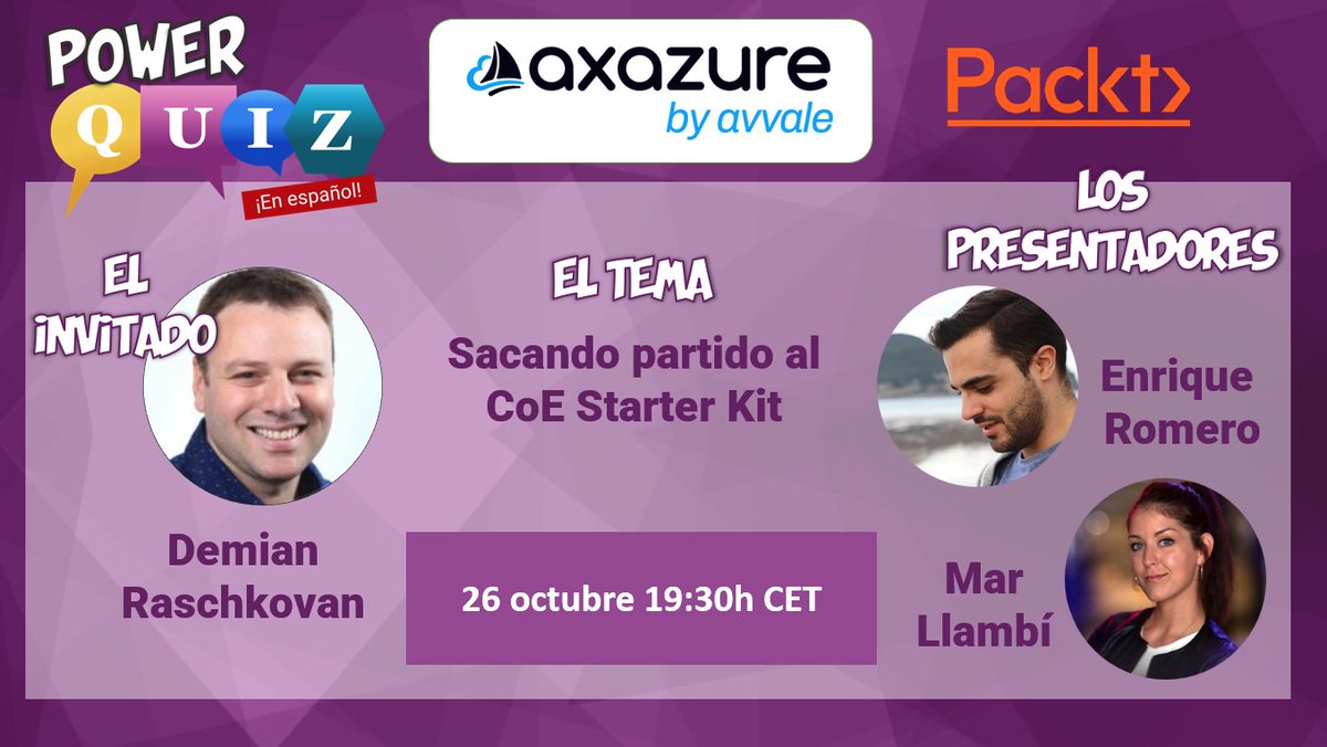 🌴 Después de intentar exprimir el verano.. ¡Volvemos en el mes más terrorífico 👻🎃!

⚙️ Sacando partido al CoE Starter Kit  ⚙️

🔶 ¿Cuándo? ➡️ 26 de octubre a las 19:30
🔶 ¿Lugar? ➡️ youtube.com/watch?v=3TJqSQ…