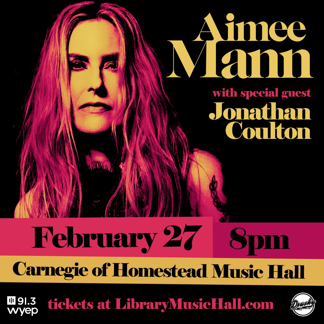 PRESALE ALERT 🚨Access the local presale for @aimeemann with @jonathancoulton at Carnegie of Homestead Music Hall on February 27th now! Use code “MUSICHALL” to access tickets. 🎟 bit.ly/AimeeMannCHMH