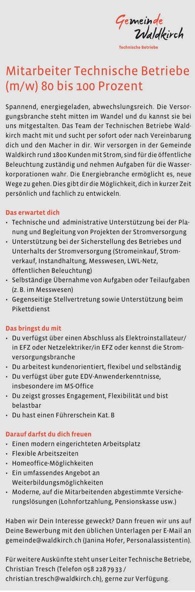 Das neue Waldkirch Aktuell ist online und damit Infos aus der digitalen Landgemeinde. Wir suchen Verstärkung bei unseren Technischen Betrieben. Mehr unter ow.ly/2WyS50PYAAB oder ow.ly/3Sur50PYAAC