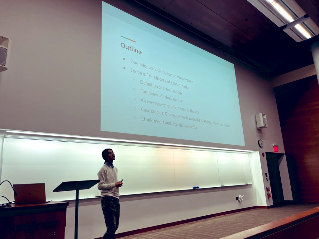 Jing Wang (@jingwang0815) on Twitter photo Kudos to Hyerin Kwon (<a href="/hyerin_kwon_/">Hyerin Kwon</a> ) & Linjie Dai (<a href="/linjie_dai/">Linjie Dai</a> ), PhD students & excellent speakers <a href="/uw_sjmc/">UW-Madison SJMC</a> 🎉
They gave two great guest lectures for J162 Mass Media in Multicultural America, on the topics of ethnic media, its histories, and contemporary implications. Thx!!❤️ Kudos to Hyerin Kwon (<a href="/hyerin_kwon_/">Hyerin Kwon</a> ) & Linjie Dai (<a href="/linjie_dai/">Linjie Dai</a> ), PhD students & excellent speakers <a href="/uw_sjmc/">UW-Madison SJMC</a> 🎉
They gave two great guest lectures for J162 Mass Media in Multicultural America, on the topics of ethnic media, its histories, and contemporary implications. Thx!!❤️