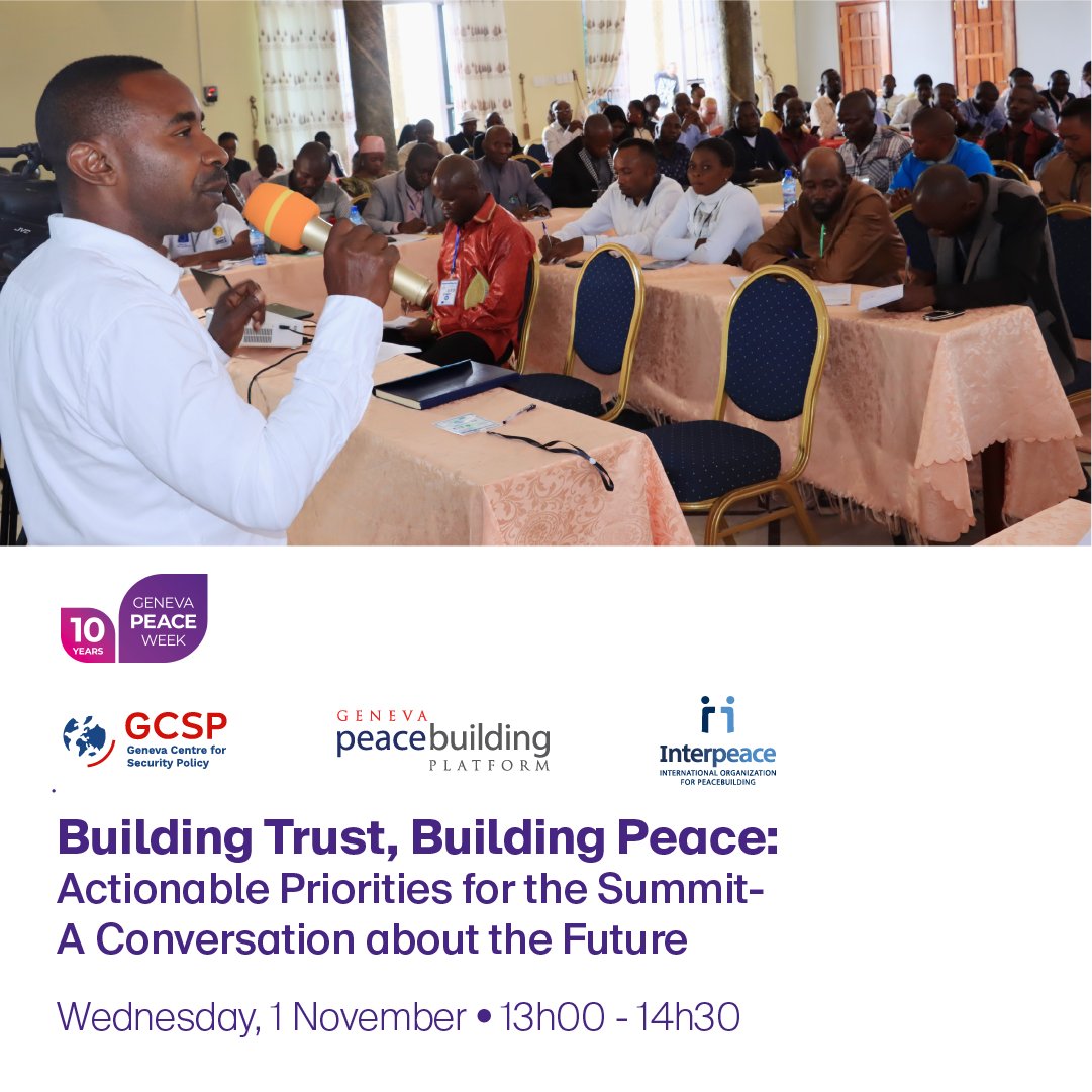 Interpeace (@interpeace_org) on Twitter photo Our President <a href="/ikakoma1/">Itonde Kakoma</a> will participate in a high-level panel at #GPW23, discussing one of Interpeace's key values: building trust. Trust is the keystone to peace, it gives institutions lasting legitimacy & it holds societies together.
Register here - bit.ly/48GDtzM Our President <a href="/ikakoma1/">Itonde Kakoma</a> will participate in a high-level panel at #GPW23, discussing one of Interpeace's key values: building trust. Trust is the keystone to peace, it gives institutions lasting legitimacy & it holds societies together.
Register here - bit.ly/48GDtzM