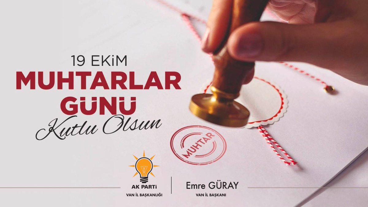 Muhtarlar, topluluğumuzun temel köşe taşlarıdır. Tüm muhtarlarımızın Muhtarlar Günü’nü kutluyorum. #MuhtarlarGünü