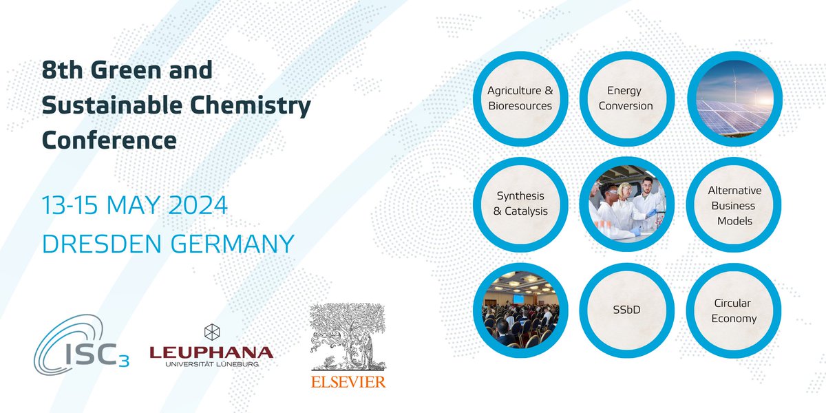 The 8th edition of the Green and Sustainable Chemistry Conference will take place on site in Dresden from May 13 to 15 in 2024. 
Find out more here: elsevier.com/events/confere…
#SustainableChemistry