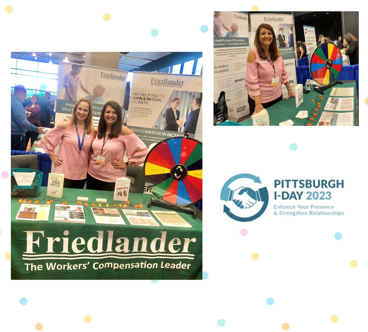 FriedlanderNY's tweet photo. This week @ Pittsburgh I-Day, our two rockstar VPs of Brokerage Sales & Client Relations, Donna Nygard & Maria Thomas, had fun sharing the benefits of working with Friedlander Group, the #NYworkerscomp leader, such as our safety filter & dividend advantage. #insuranceagents https://t.co/UGfkjxZTJF