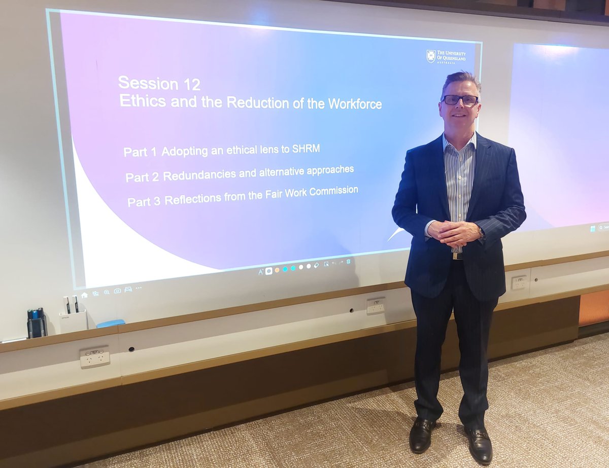 As part of this week’s Strategic Human Resource Management class @UQ_Business, we welcomed Nicholas Lake, Deputy President of the Fair Work Commission who shared great insights on ethics, misconduct, underperformance, redundancies, and managing difficult conversations. #SHRM #MBA