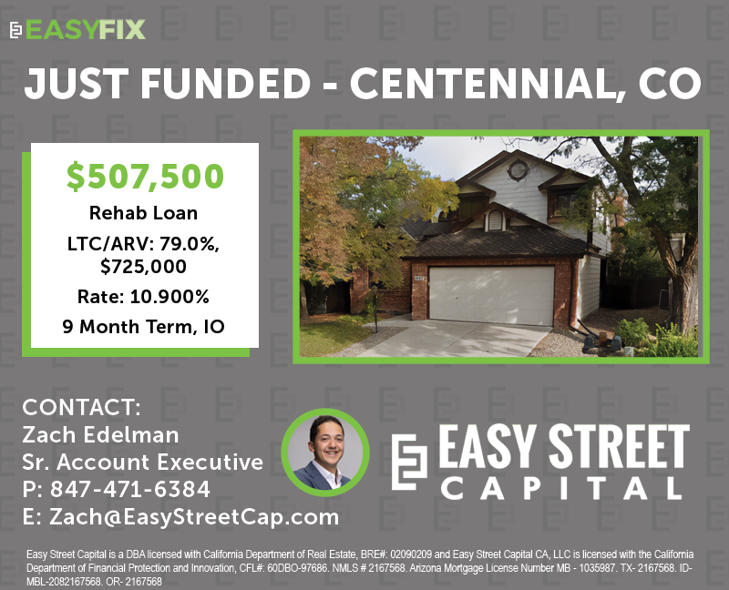 rob_s_simon's tweet photo. #JustFunded
$507,000 Hard Money #BRRRRMethod loan via @ZachEdelmanESC to fund the purchase and rehab of a eighties vintage SFR in Centennial, Colorado! Budding Investor has completed a successful flip prior and is now moving towards BRRRR to chart the course to #financialfreedom https://t.co/onukWCIxei